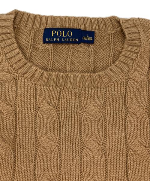 POLO RALPH LAUREN（ポロ・ラルフローレン）POLO RALPH LAUREN (ポロ・ラルフローレン) コットン ケーブルニット ブラウン サイズ:Lの古着・服飾アイテム