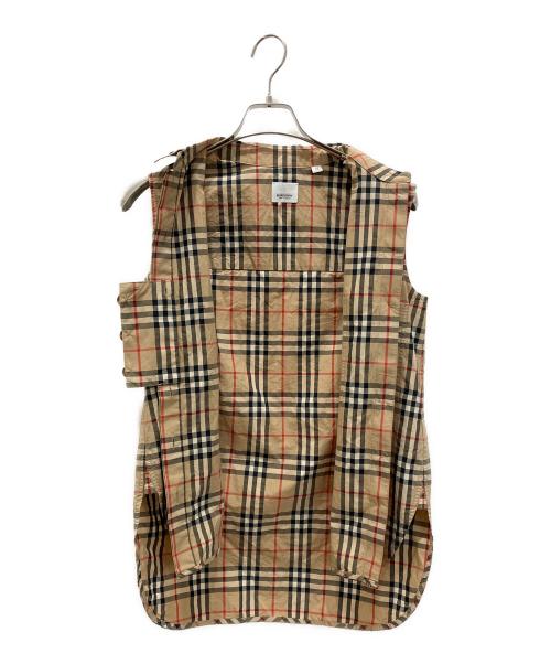 BURBERRY（バーバリー）BURBERRY (バーバリー) ノバチェック ノースリーブシャツ ブラウン サイズ:6の古着・服飾アイテム