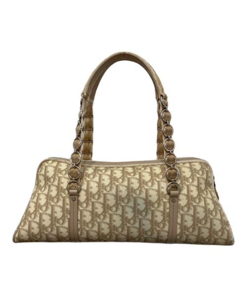 Christian Dior（クリスチャン ディオール）Christian Dior (クリスチャン ディオール) トロッター柄 ロマンティックハンドバッグ ベージュ×ブラウンの古着・服飾アイテム