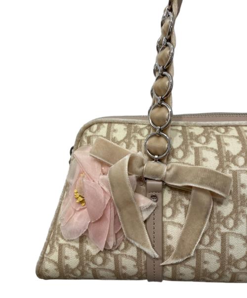 Christian Dior（クリスチャン ディオール）Christian Dior (クリスチャン ディオール) トロッター柄 ロマンティックハンドバッグ ベージュ×ブラウンの古着・服飾アイテム