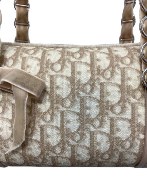 Christian Dior（クリスチャン ディオール）Christian Dior (クリスチャン ディオール) トロッター柄 ロマンティックハンドバッグ ベージュ×ブラウンの古着・服飾アイテム