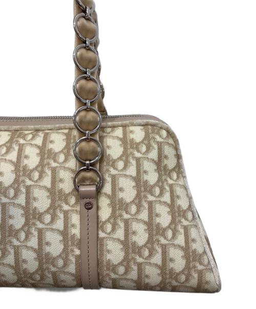 Christian Dior（クリスチャン ディオール）Christian Dior (クリスチャン ディオール) トロッター柄 ロマンティックハンドバッグ ベージュ×ブラウンの古着・服飾アイテム