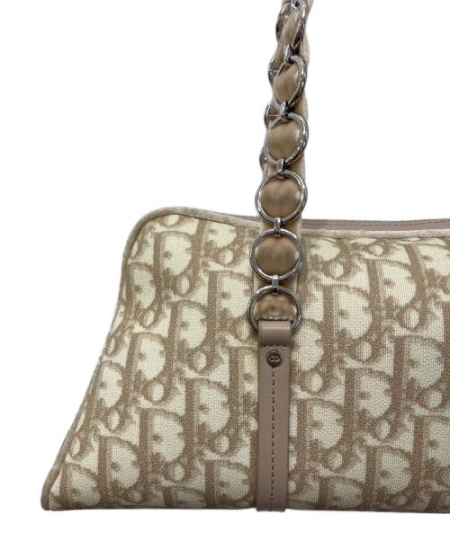 Christian Dior（クリスチャン ディオール）Christian Dior (クリスチャン ディオール) トロッター柄 ロマンティックハンドバッグ ベージュ×ブラウンの古着・服飾アイテム