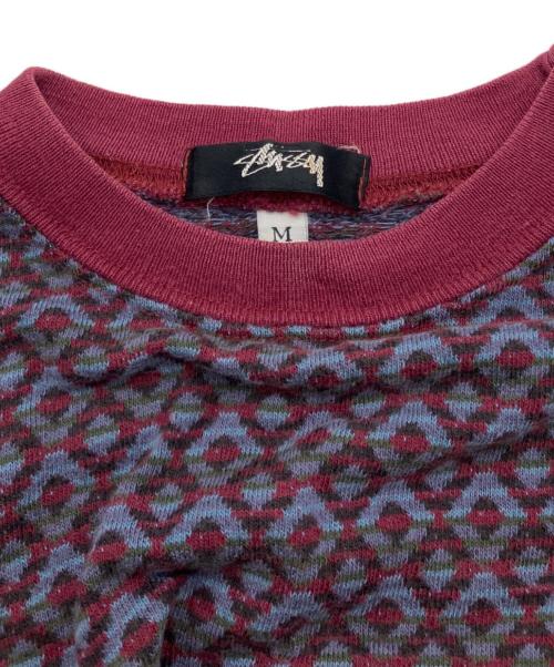 stussy（ステューシー）stussy (ステューシー) 80S ジャガードボーダーポケットTシャツ レッド×ブルー サイズ:Mの古着・服飾アイテム