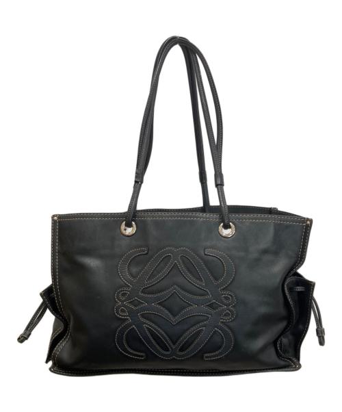 LOEWE（ロエベ）LOEWE (ロエベ) アナグラム ショッパー レザートートバッグ ビッグロゴ ブラックの古着・服飾アイテム