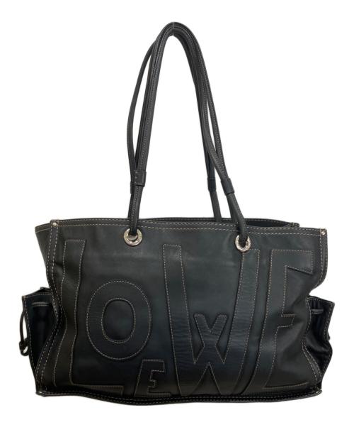 LOEWE（ロエベ）LOEWE (ロエベ) アナグラム ショッパー レザートートバッグ ビッグロゴ ブラックの古着・服飾アイテム