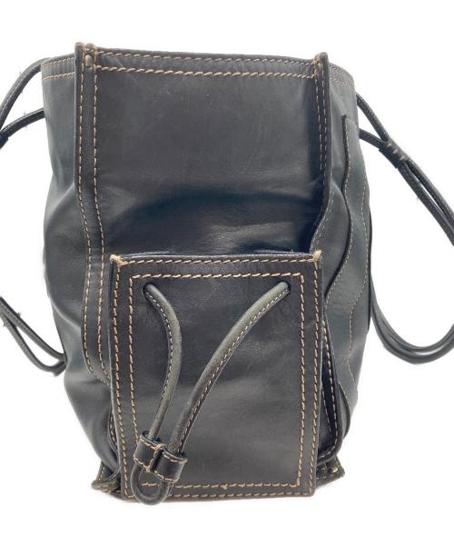 LOEWE（ロエベ）LOEWE (ロエベ) アナグラム ショッパー レザートートバッグ ビッグロゴ ブラックの古着・服飾アイテム