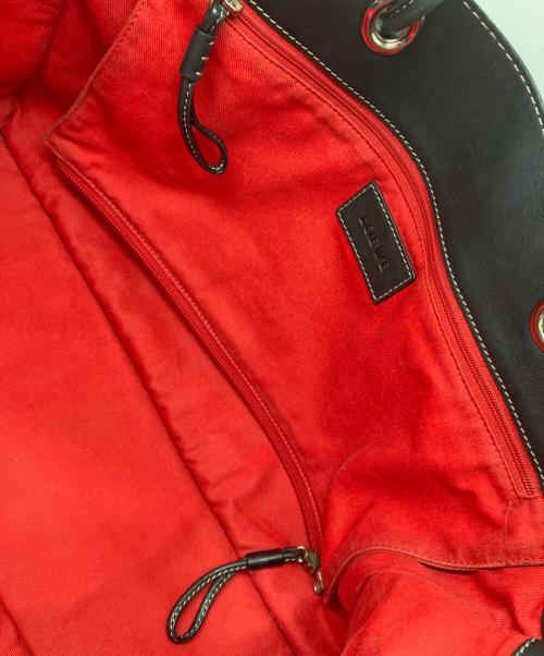 LOEWE（ロエベ）LOEWE (ロエベ) アナグラム ショッパー レザートートバッグ ビッグロゴ ブラックの古着・服飾アイテム