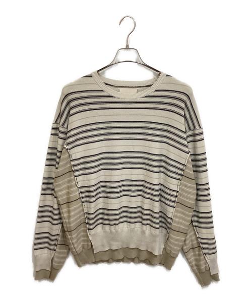 YOKE（ヨーク）YOKE (ヨーク) BORDER CONNECTING CREWNECK ニット ベージュ サイズ:2の古着・服飾アイテム
