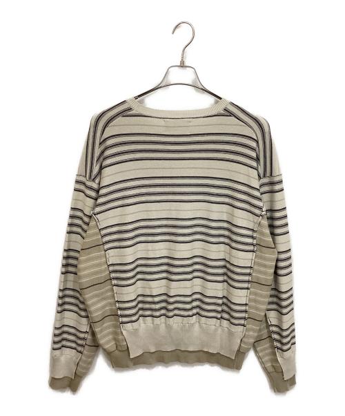 YOKE（ヨーク）YOKE (ヨーク) BORDER CONNECTING CREWNECK ニット ベージュ サイズ:2の古着・服飾アイテム