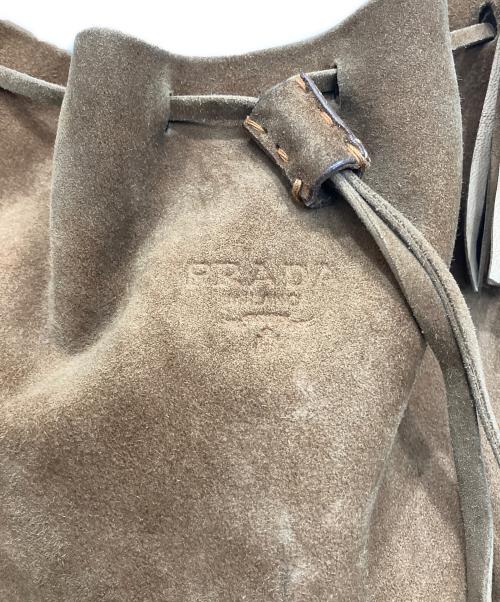 PRADA（プラダ）PRADA (プラダ) スエードフリンジショルダーバッグ ブラウンの古着・服飾アイテム
