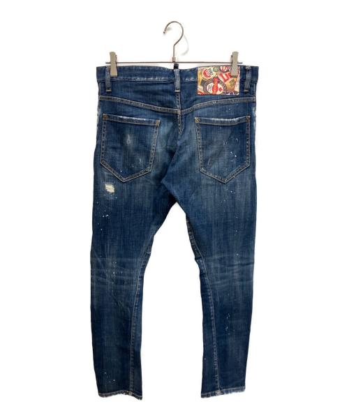 DSQUARED2（ディースクエアード）DSQUARED2 (ディースクエアード) Sexy Twist Jean ダメージ加工デニムパンツ インディゴ サイズ:46の古着・服飾アイテム