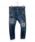 DSQUARED2（ディースクエアード）の古着「Sexy Twist Jean ダメージ加工デニムパンツ」｜インディゴ