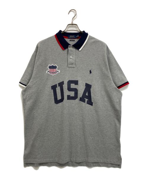 POLO RALPH LAUREN（ポロ・ラルフローレン）POLO RALPH LAUREN (ポロ・ラルフローレン) USAプリント ポロシャツ グレー サイズ:XXLの古着・服飾アイテム