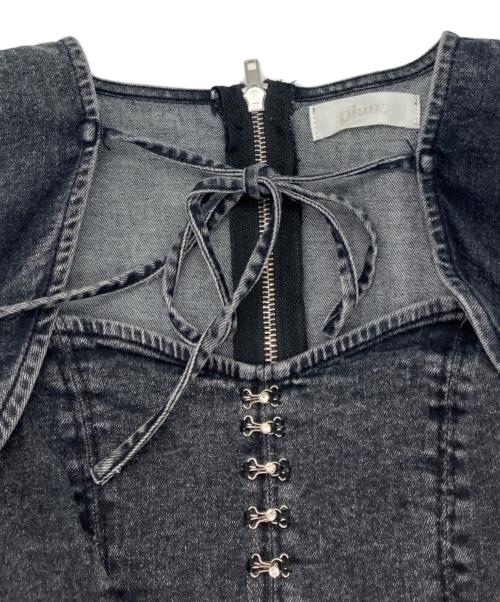 Pium（ピウム）pium (ピウム) プリーツベルトデニムミニワンピース ブラック サイズ:freeの古着・服飾アイテム