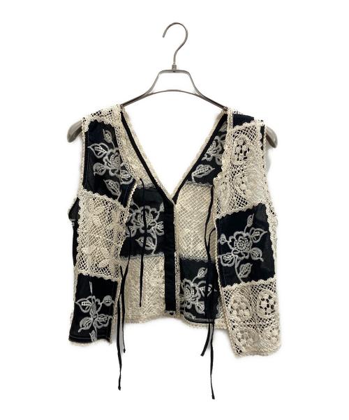 MAISON SPECIAL（メゾンスペシャル）MAISON SPECIAL (メゾンスペシャル) 2way Embroidery Vest ホワイト×ブラック サイズ:freeの古着・服飾アイテム