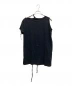 ANN DEMEULEMEESTERアンドゥムルメステール）の古着「リボンデザインアシンメトリーT」｜ブラック