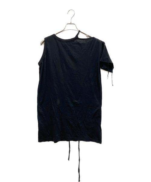 ANN DEMEULEMEESTER（アンドゥムルメステール）ANN DEMEULEMEESTER (アンドゥムルメステール) リボンデザインアシンメトリーT ブラック サイズ:Mの古着・服飾アイテム