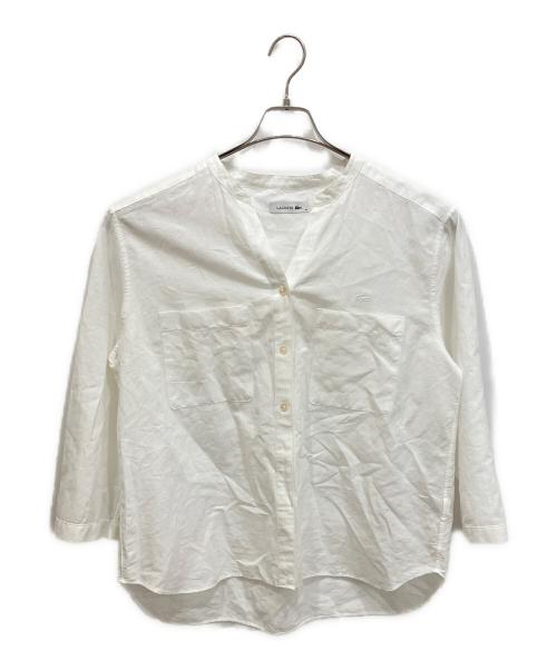 LACOSTE（ラコステ）LACOSTE (ラコステ) リネンコットンスキッパーネックシャツ ホワイト サイズ:40の古着・服飾アイテム
