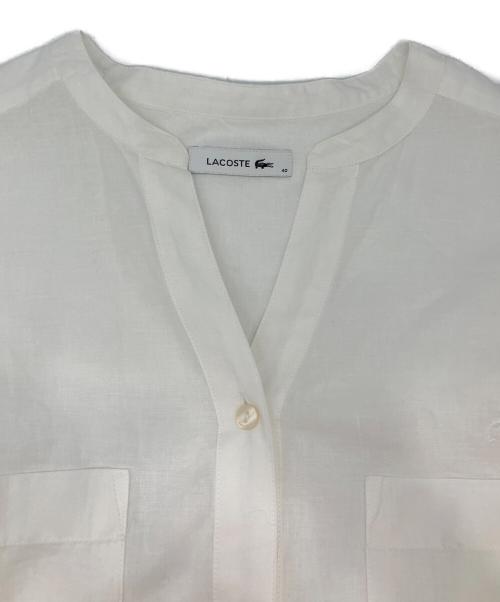 LACOSTE（ラコステ）LACOSTE (ラコステ) リネンコットンスキッパーネックシャツ ホワイト サイズ:40の古着・服飾アイテム