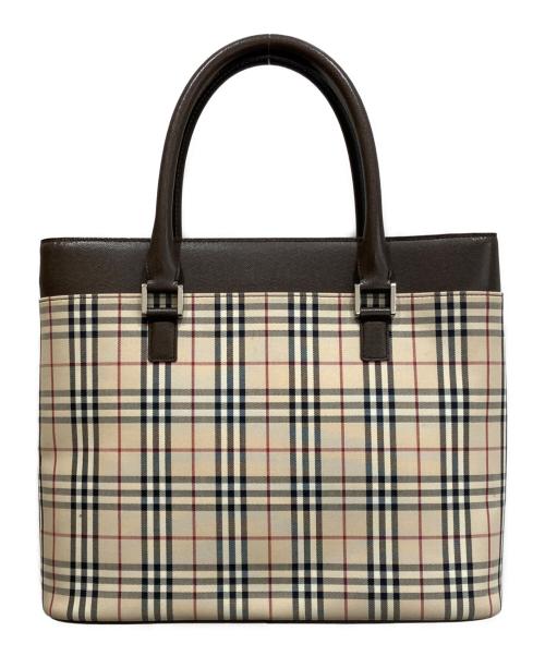BURBERRY（バーバリー）BURBERRY (バーバリー) ノバチェックトートバッグ ベージュ×ブラウンの古着・服飾アイテム