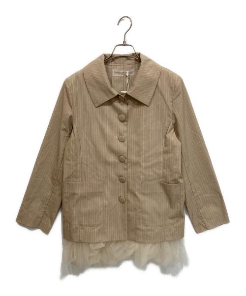 Honey mi Honey（ハニーミーハニー）Honey mi Honey (ハニーミーハニー) pinstripe tulle docking jacket/ピンストライプ チュール ドッキング ジャケット ベージュ サイズ:FREEの古着・服飾アイテム