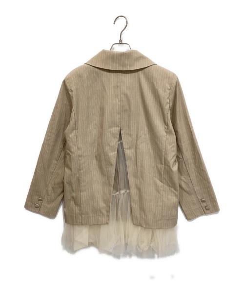 Honey mi Honey（ハニーミーハニー）Honey mi Honey (ハニーミーハニー) pinstripe tulle docking jacket/ピンストライプ チュール ドッキング ジャケット ベージュ サイズ:FREEの古着・服飾アイテム
