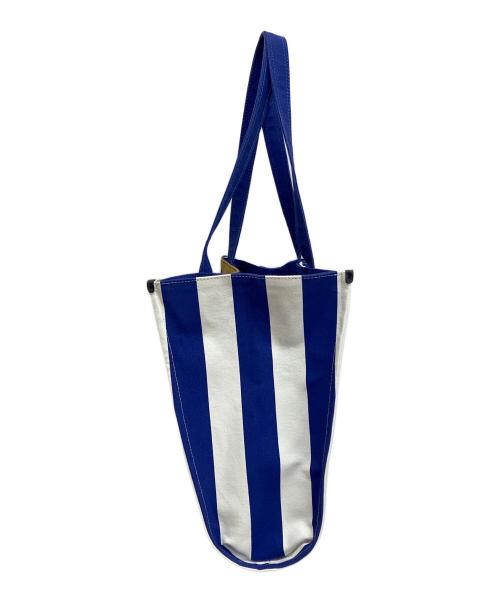 INOUI EDITIONS（イヌイエディションズ）INOUI EDITIONS (イヌイエディションズ) BALDO STRIPES コットントートバッグ ホワイト×ブルーの古着・服飾アイテム
