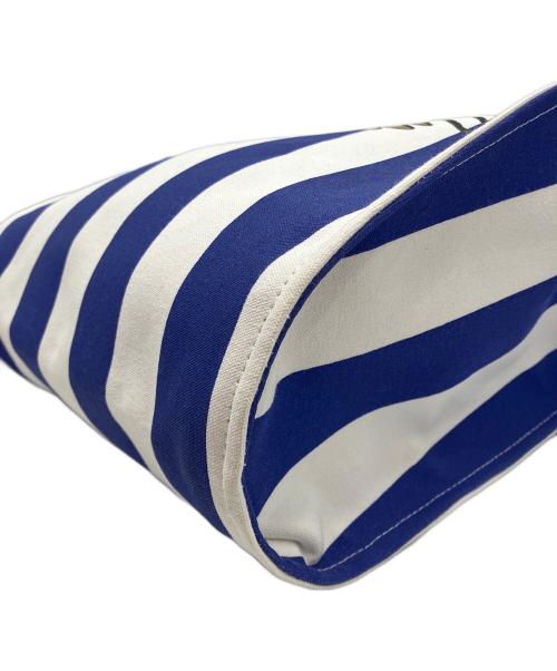 INOUI EDITIONS（イヌイエディションズ）INOUI EDITIONS (イヌイエディションズ) BALDO STRIPES コットントートバッグ ホワイト×ブルーの古着・服飾アイテム