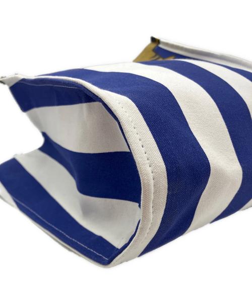 INOUI EDITIONS（イヌイエディションズ）INOUI EDITIONS (イヌイエディションズ) BALDO STRIPES コットントートバッグ ホワイト×ブルーの古着・服飾アイテム