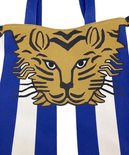 INOUI EDITIONS（イヌイエディションズ）INOUI EDITIONS (イヌイエディションズ) BALDO STRIPES コットントートバッグ ホワイト×ブルーの古着・服飾アイテム