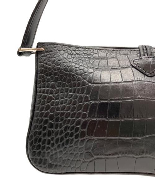 LONGCHAMP（ロンシャン）LONGCHAMP (ロンシャン) クロコ型押し ロゾ ワンショルダーバッグ ブラックの古着・服飾アイテム