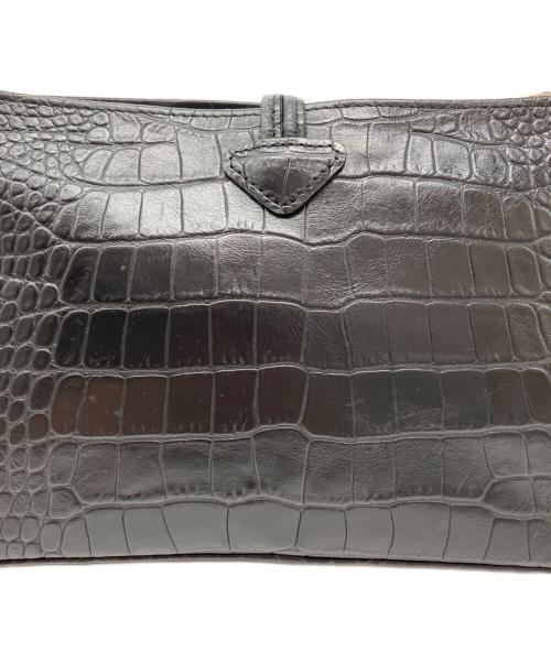 LONGCHAMP（ロンシャン）LONGCHAMP (ロンシャン) クロコ型押し ロゾ ワンショルダーバッグ ブラックの古着・服飾アイテム