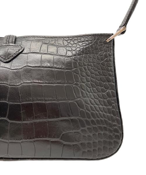 LONGCHAMP（ロンシャン）LONGCHAMP (ロンシャン) クロコ型押し ロゾ ワンショルダーバッグ ブラックの古着・服飾アイテム