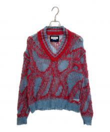 MAISON SPECIAL（メゾンスペシャル）の古着「Mohair Sheer V-Neck Knit Pullover」｜ブルー