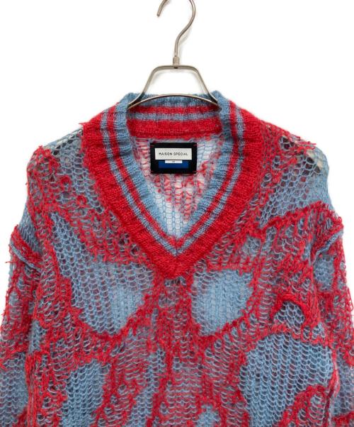 MAISON SPECIAL（メゾンスペシャル）MAISON SPECIAL (メゾンスペシャル) Mohair Sheer V-Neck Knit Pullover ブルー サイズ:SIZE1の古着・服飾アイテム