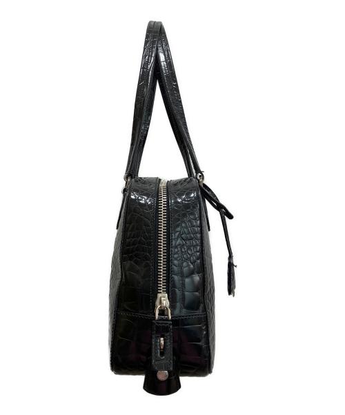 PRADA（プラダ）PRADA (プラダ) クロコ型押し ハンドバッグ ブラックの古着・服飾アイテム