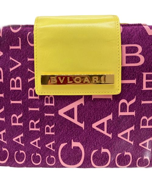 BVLGARI（ブルガリ）BVLGARI (ブルガリ) ロゴマニア トートバッグ パープル×イエローの古着・服飾アイテム