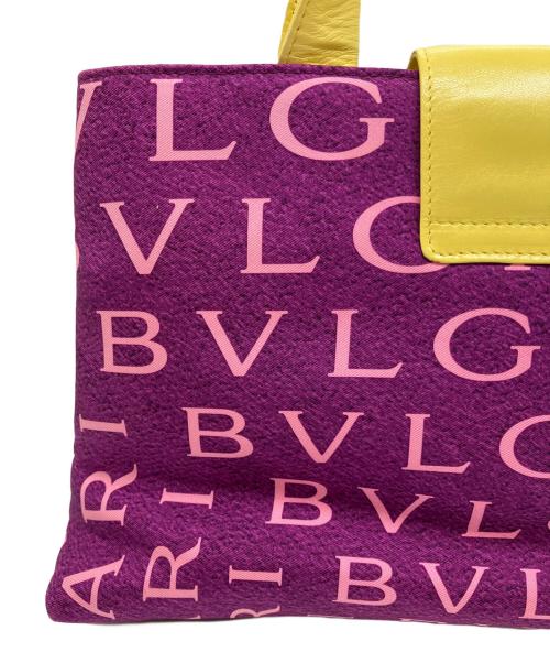 BVLGARI（ブルガリ）BVLGARI (ブルガリ) ロゴマニア トートバッグ パープル×イエローの古着・服飾アイテム