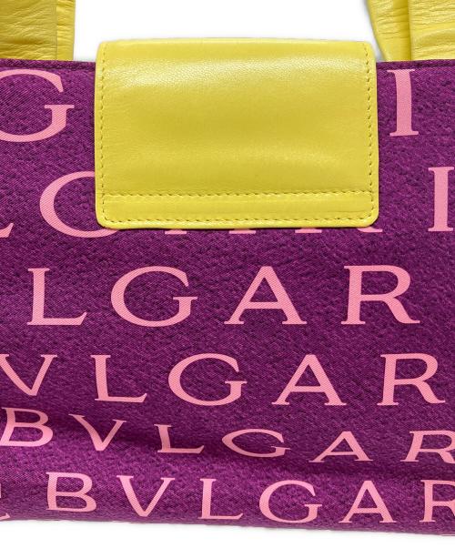 BVLGARI（ブルガリ）BVLGARI (ブルガリ) ロゴマニア トートバッグ パープル×イエローの古着・服飾アイテム