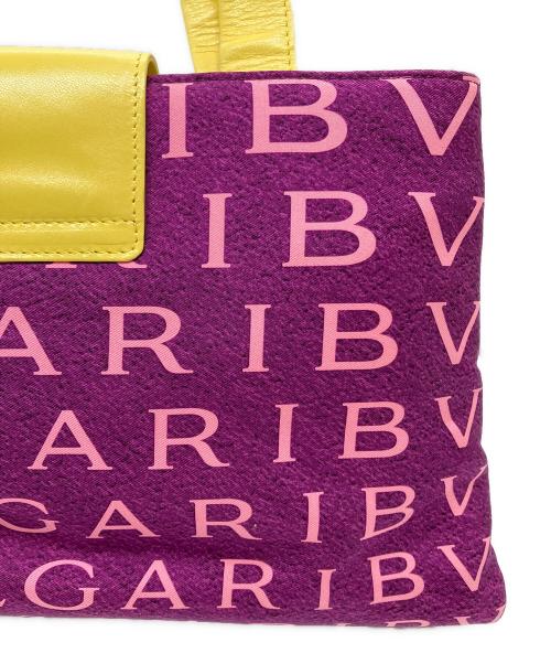 BVLGARI（ブルガリ）BVLGARI (ブルガリ) ロゴマニア トートバッグ パープル×イエローの古着・服飾アイテム