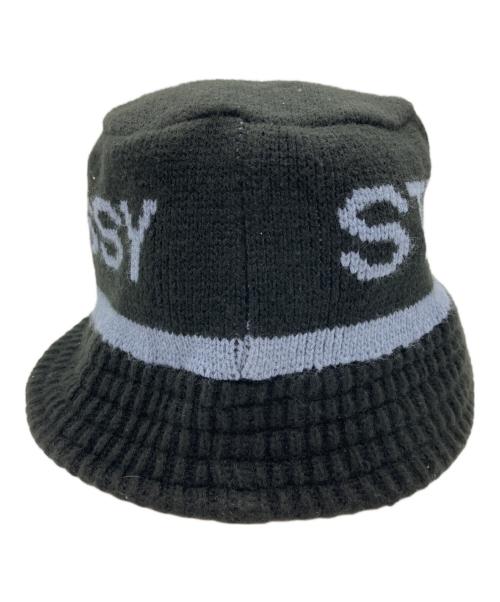 stussy（ステューシー）stussy (ステューシー) Jacquard Knit Bucket Hat ブラックの古着・服飾アイテム
