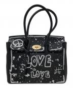 MIA BAGミーアバッグ）の古着「Mia Bag DUE MANICI SKETCH LOVE IS LOVE ハンドバッグ」｜ブラック