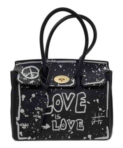 MIA BAG（ミーアバッグ）MIA BAG (ミーアバッグ) Mia Bag DUE MANICI SKETCH LOVE IS LOVE ハンドバッグ ブラックの古着・服飾アイテム