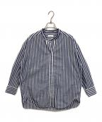 SHIPS anyシップスエニィ）の古着「REPREVE バンド カラー シャツ」｜ホワイト×ブルー
