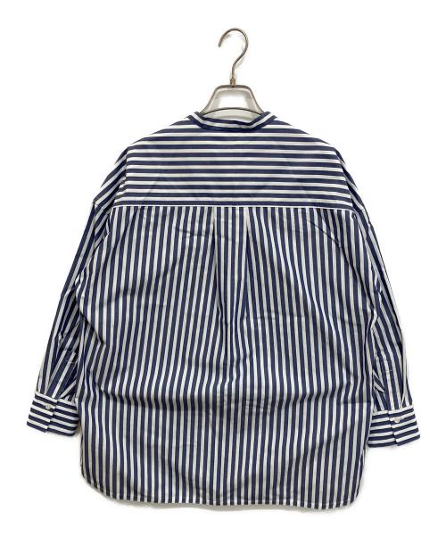 SHIPS any（シップスエニィ）SHIPS any (シップスエニィ) REPREVE バンド カラー シャツ ホワイト×ブルー サイズ:36の古着・服飾アイテム
