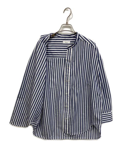 SHIPS any（シップスエニィ）SHIPS any (シップスエニィ) REPREVE バンド カラー シャツ ホワイト×ブルー サイズ:36の古着・服飾アイテム