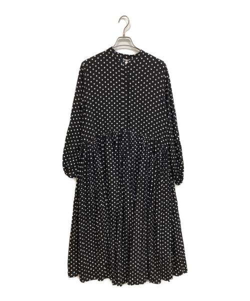 BEARDSLEY（ビアズリー）BEARDSLEY (ビアズリー) ドットギャザーワンピース ブラックの古着・服飾アイテム
