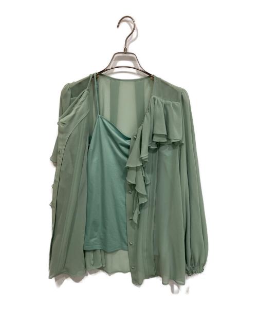 CELFORD（セルフォード）CELFORD (セルフォード) シフォンフリルブラウス グリーン サイズ:Fの古着・服飾アイテム