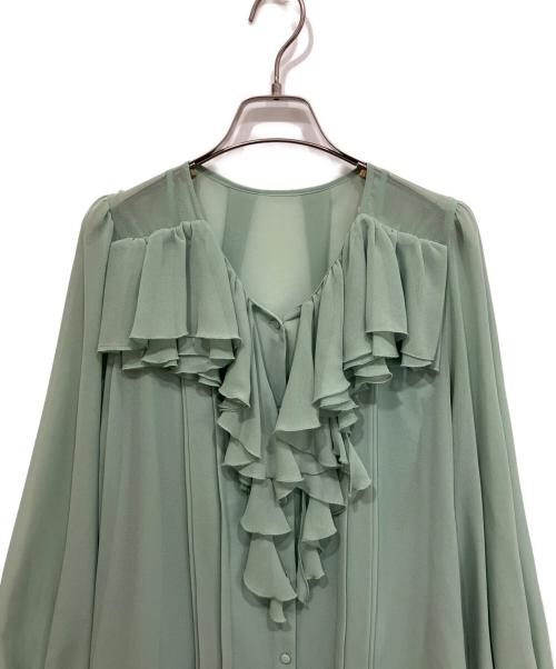 CELFORD（セルフォード）CELFORD (セルフォード) シフォンフリルブラウス グリーン サイズ:Fの古着・服飾アイテム